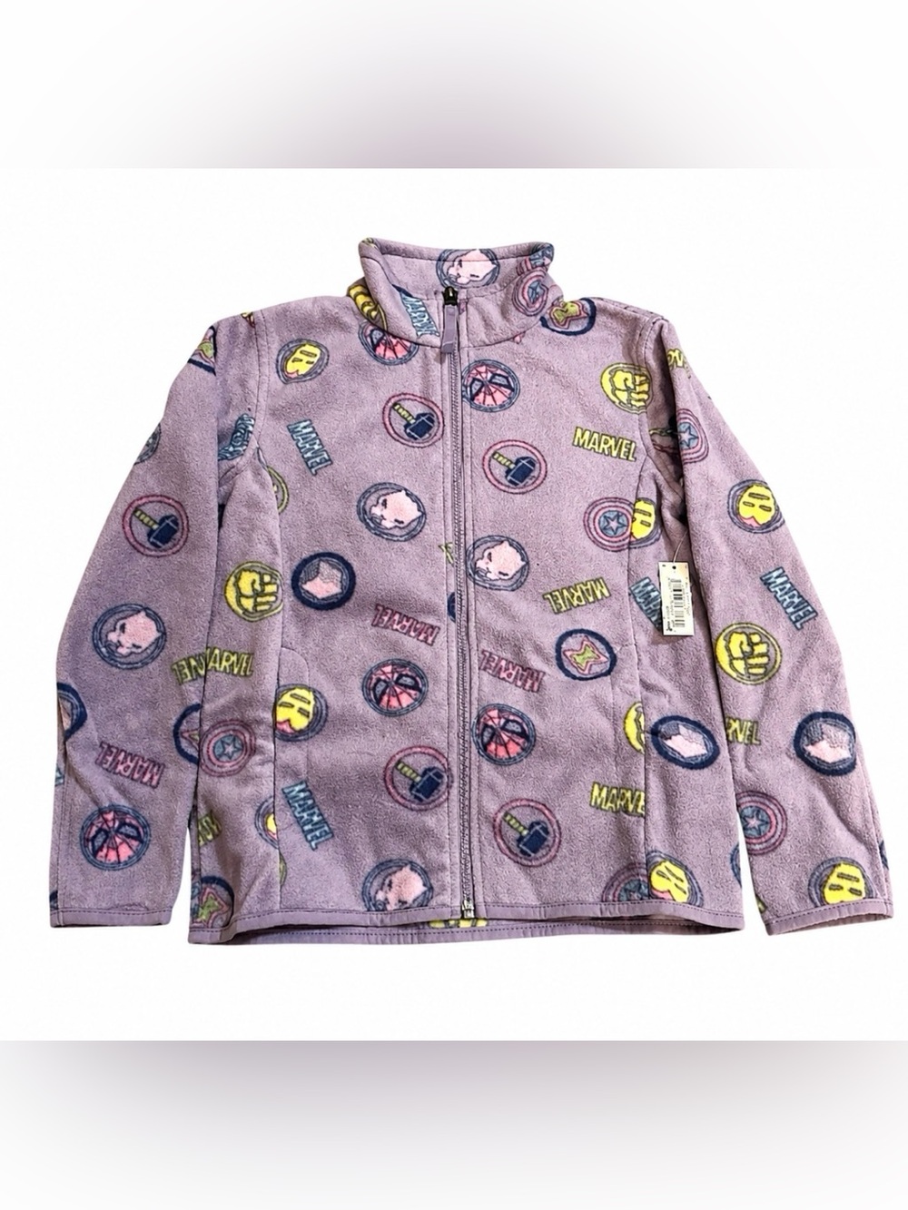 NWT Marvel Amazon Essentials Boys 8 Polar Fleece Full Zip Jacket Logo Print